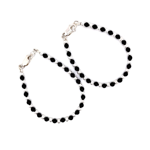 Baby/Toddler Onyx Sterling Silver Nazaria Bracelet -1Pair