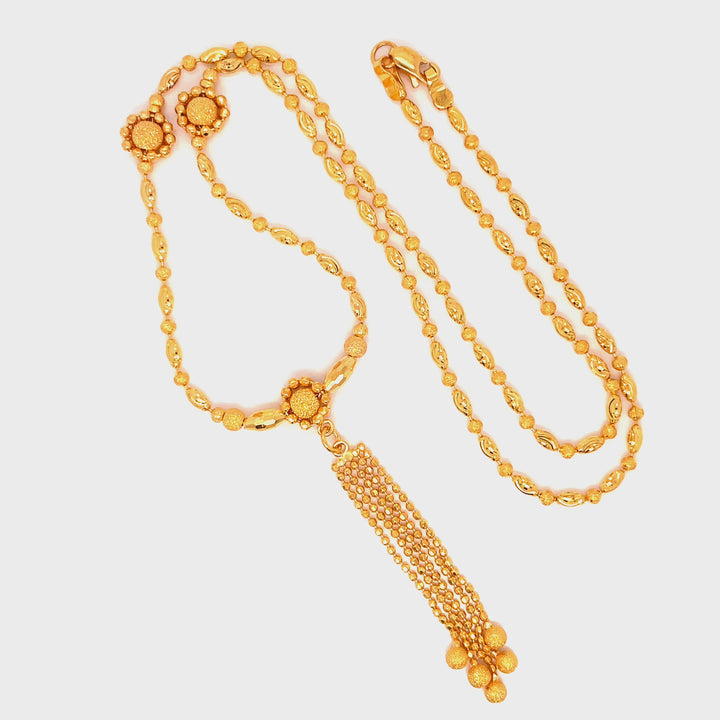 22K YG Women Fancy Ball Necklace-1pc