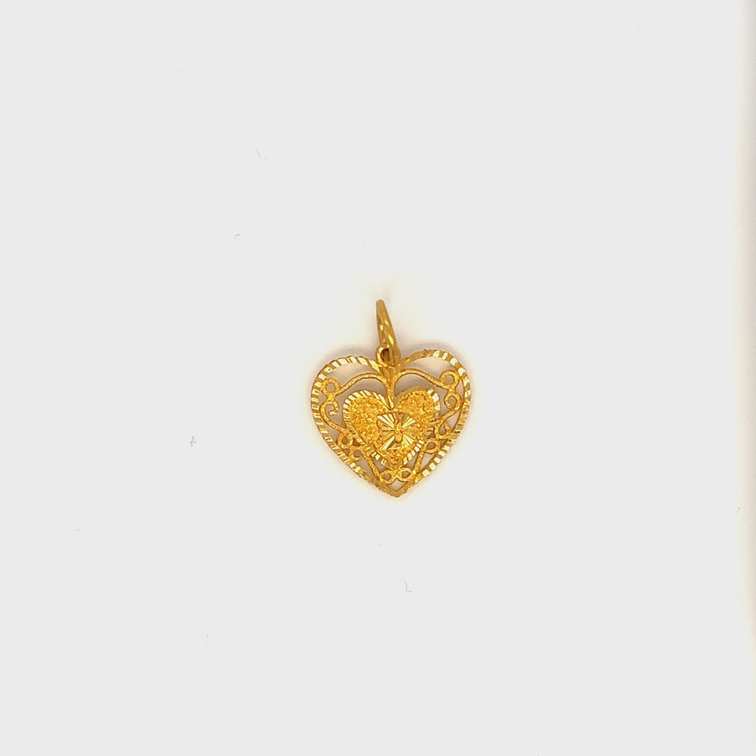22K YG D Initial Heart Pendant-1pc
