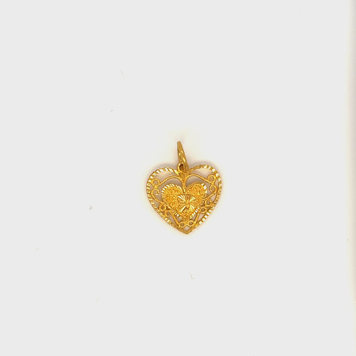 22K YG D Initial Heart Pendant-1pc