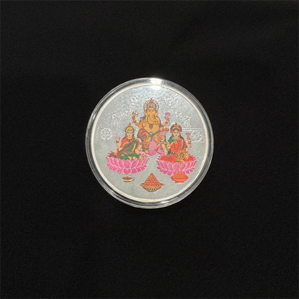 100g 999 Purity Silver Colour Saroswati Laxmi Ganesh Coin-1pc