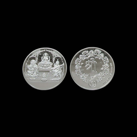 100g Silver Non Colour Saraswati Lakshmi Ganesh Coin-1 pc