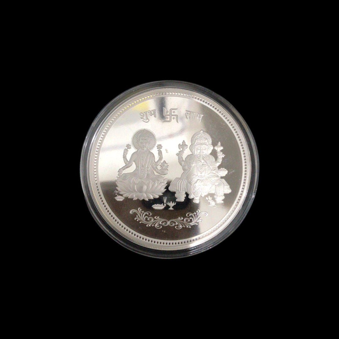 100g non colour laxmi Ganesh Silver coin-1pc - RB Diamond Jewellers