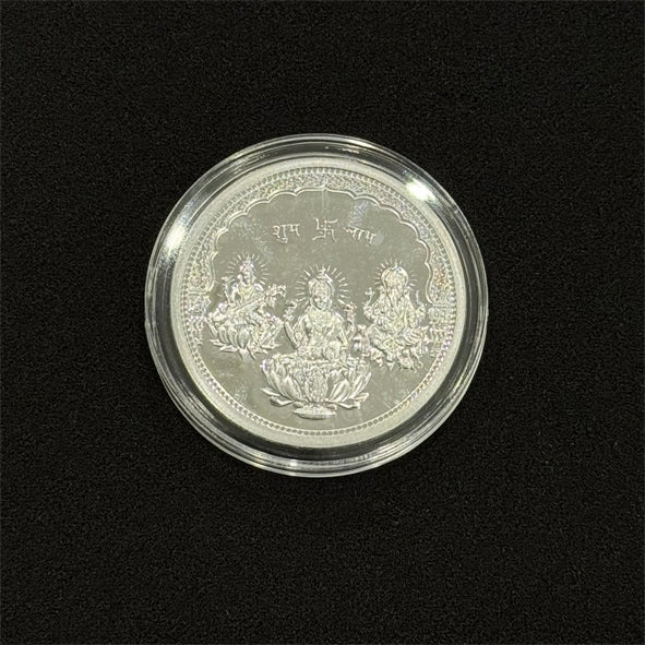 10g 999 Purity Silver Non Colour Saroswati Laxmi Ganesh Coin-1pc