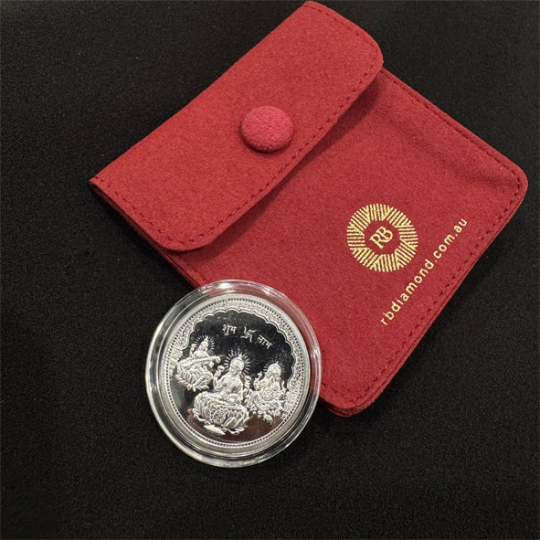 10g 999 Purity Silver Non Colour Saroswati Laxmi Ganesh Coin-1pc