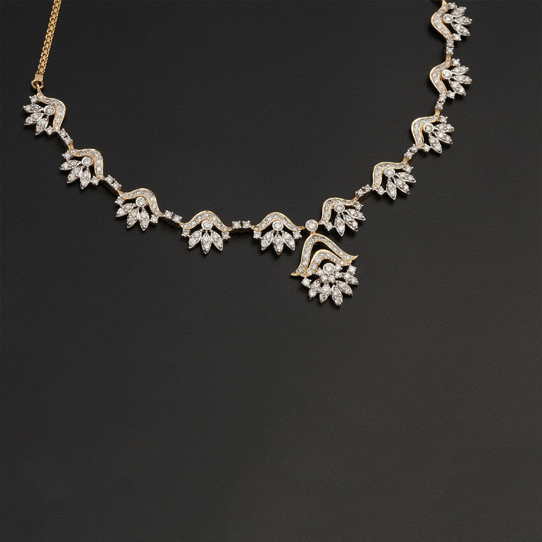 9K YG  Princess Diamond Necklace with 18K Chain-1pc