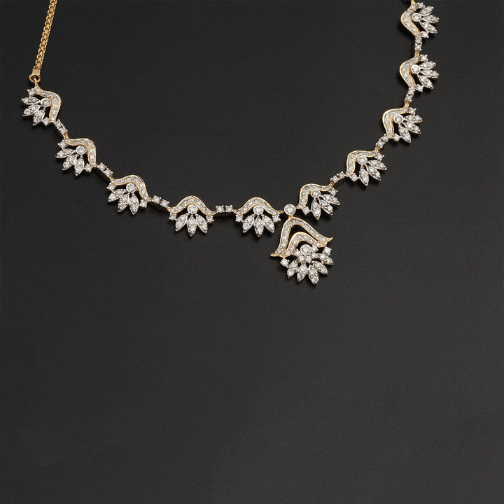 9K YG  Princess Diamond Necklace with 18K Chain-1pc