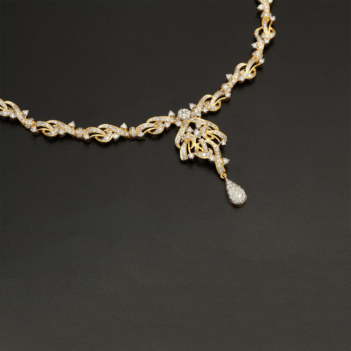 9K YG  Princess Diamond Necklace with 18K Chain-1pc