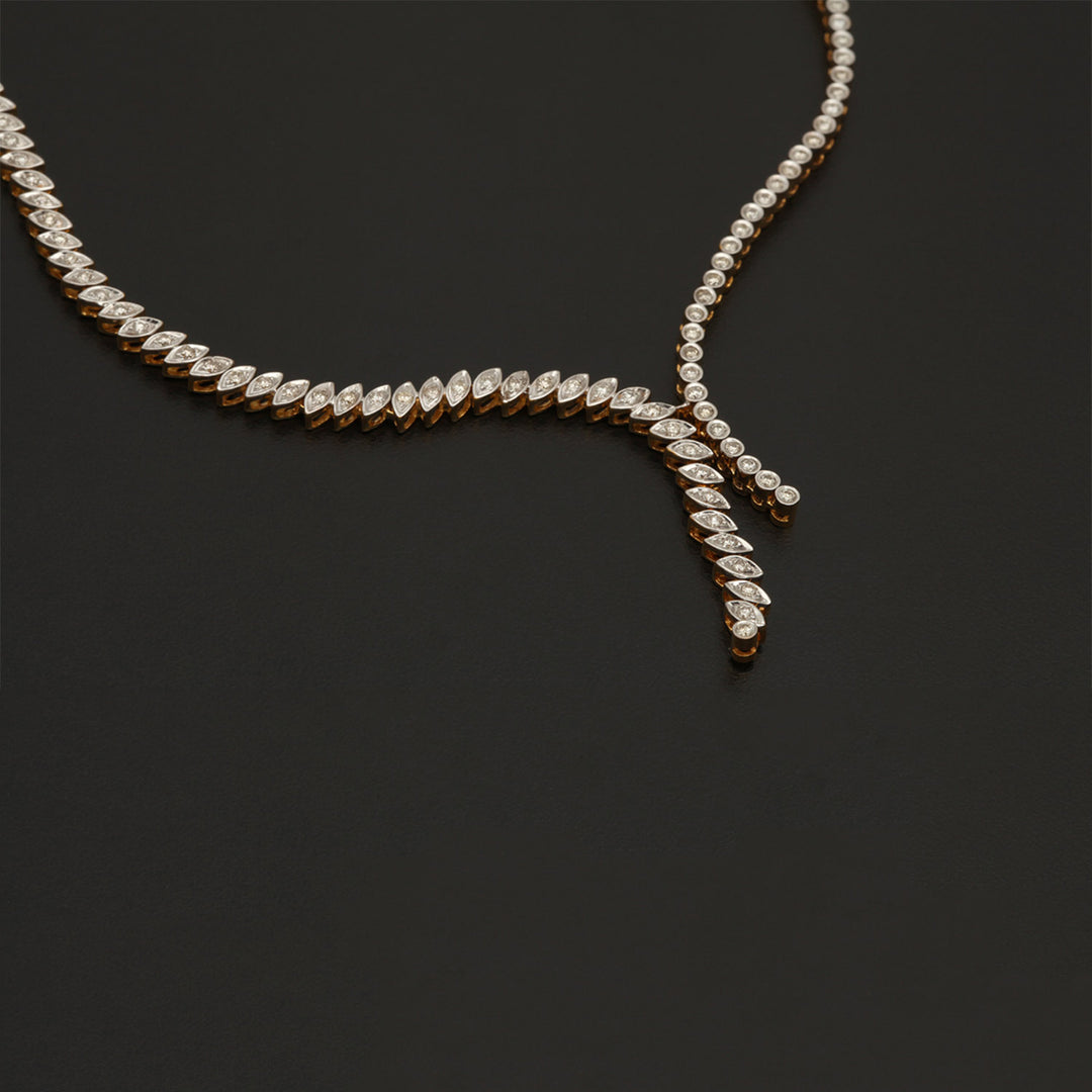 9K YG  Princess Diamond Necklace with 18K Chain-1pc