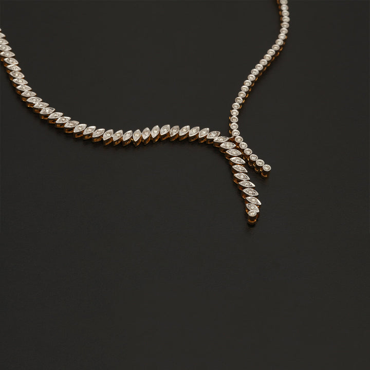 9K YG  Princess Diamond Necklace with 18K Chain-1pc