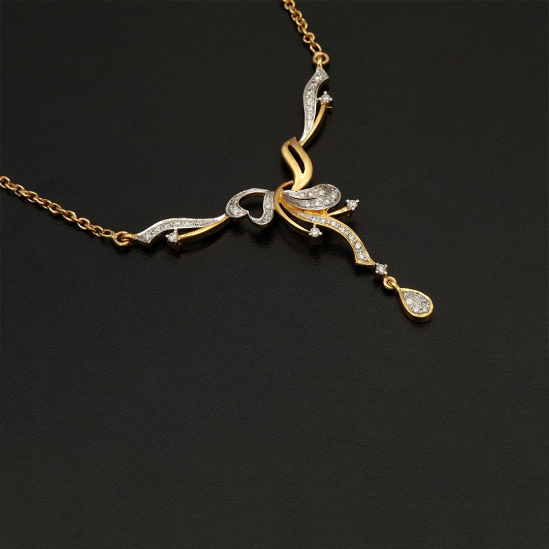 9K YG  Princess Diamond Necklace with 18K Chain-1pc