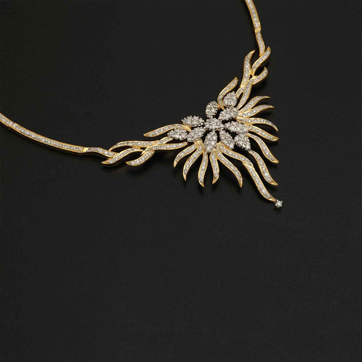 9K YG  Princess Diamond Necklace with 18K Chain-1pc