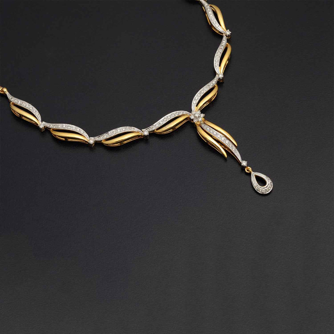 9K YG  Princess Diamond Necklace with 18K Chain-1pc