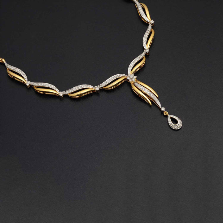 9K YG  Princess Diamond Necklace with 18K Chain-1pc