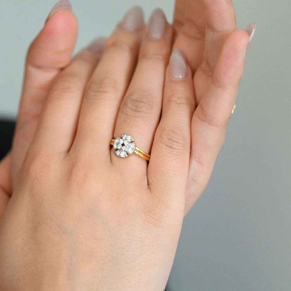 14K YG  Cluster Diamond Ring-1pc