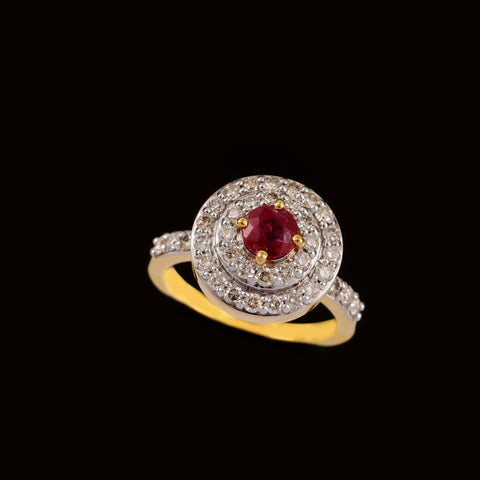 14K YG Circle Diamond with Ruby Ring-1pc - RB Diamond Jewellers