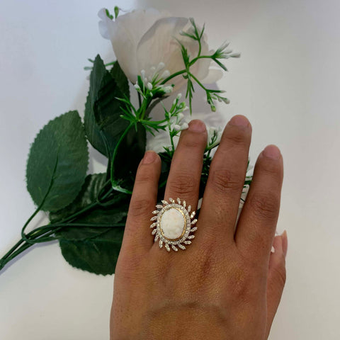 14K YG Cluster Diamond, Coral Ring-1pc - RB Diamond Jewellers