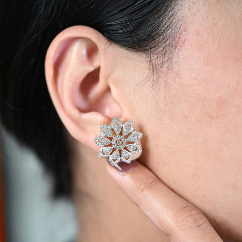 14K YG Cluster Diamond Earring-1pair - RB Diamond Jewellers