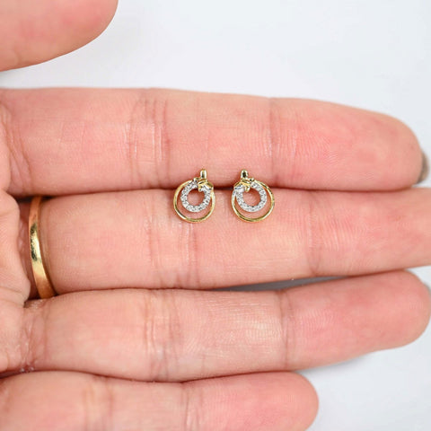 14K YG Cluster Diamond Earring-1pair - RB Diamond Jewellers
