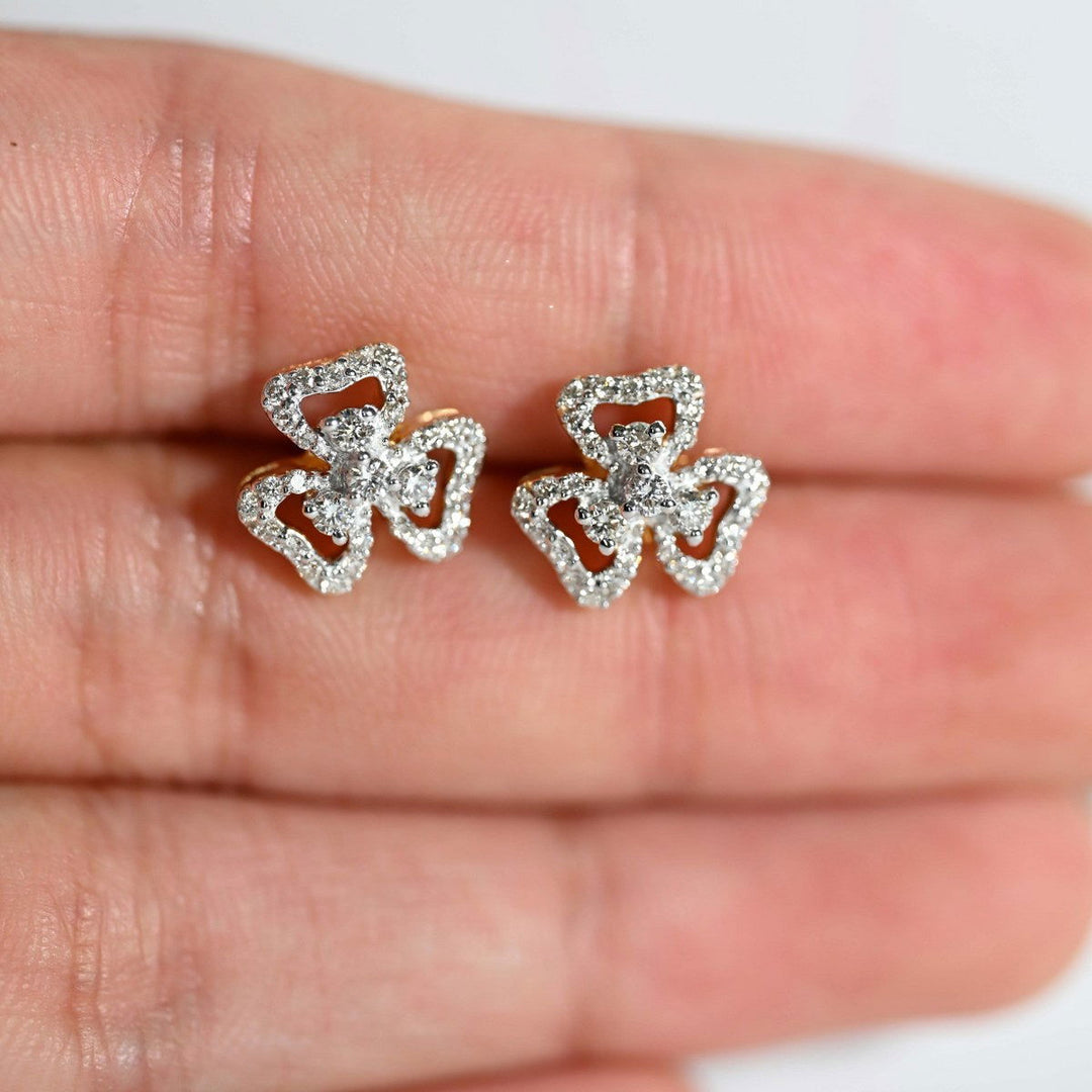 14K YG Cluster Diamond Earring-1pair - RB Diamond Jewellers