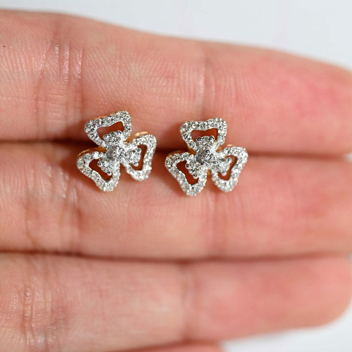 14K YG Cluster Diamond Earring-1pair - RB Diamond Jewellers