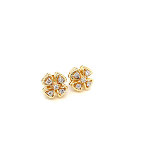 14K YG Cluster Diamond Earring-1pair - RB Diamond Jewellers