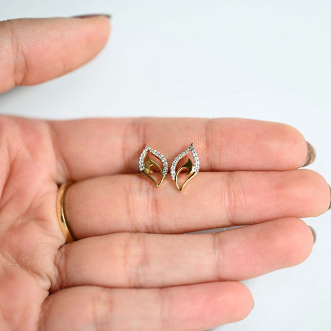 14K YG Cluster Diamond Earring-1pair - RB Diamond Jewellers