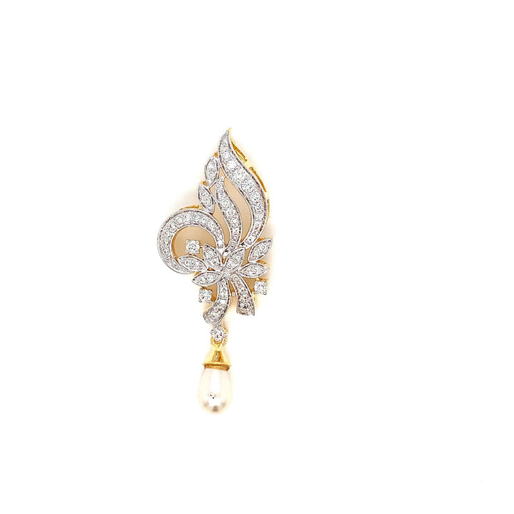 14K YG Cluster Diamond, Pearl Pendant-1pc - RB Diamond Jewellers