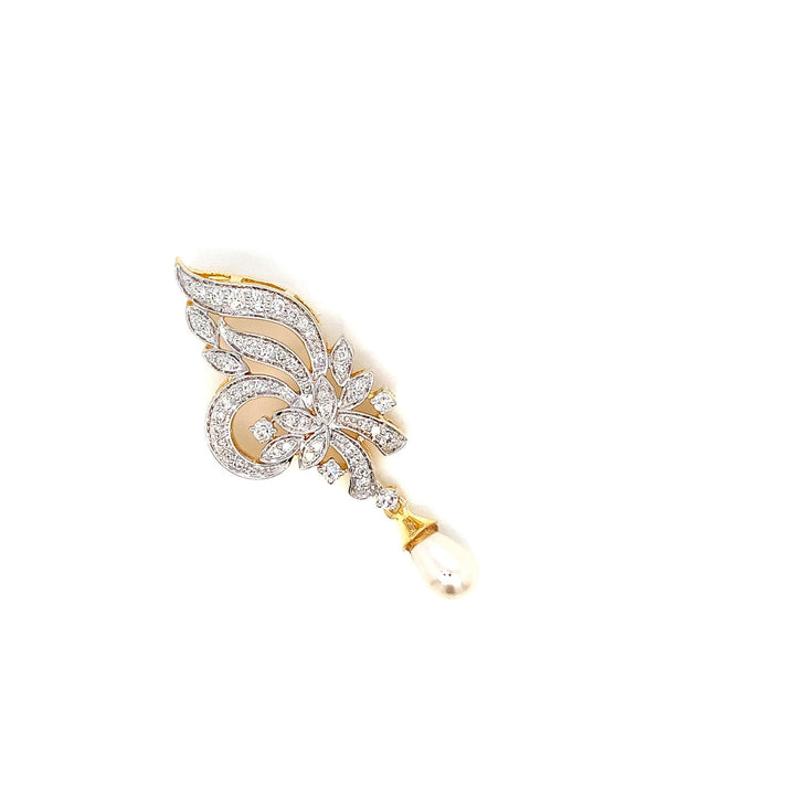 14K YG Cluster Diamond, Pearl Pendant-1pc - RB Diamond Jewellers