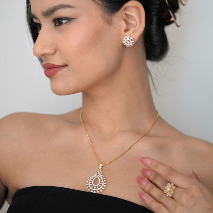 14K YG Cluster Diamond Pendant-1pc - RB Diamond Jewellers