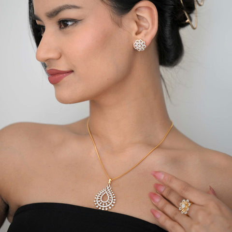 14K YG Cluster Diamond Pendant-1pc - RB Diamond Jewellers