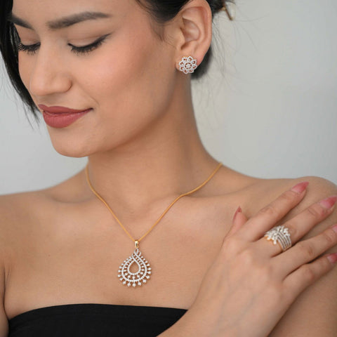 14K YG Cluster Diamond Pendant-1pc - RB Diamond Jewellers