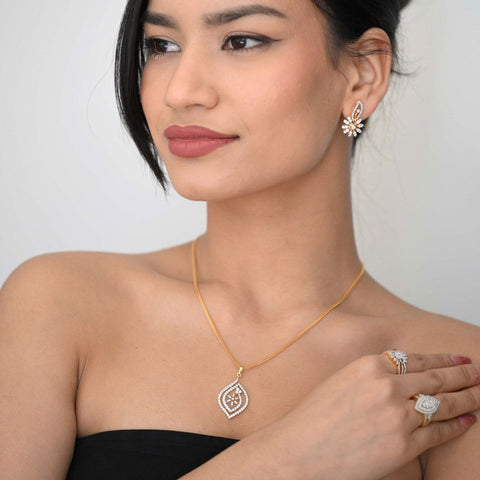 14K YG Cluster Diamond Pendant-1pc - RB Diamond Jewellers