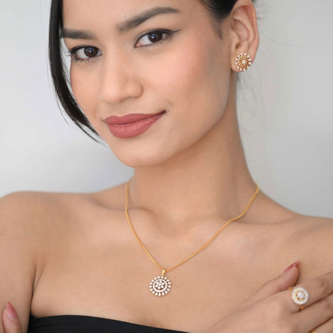 14K YG Cluster Diamond Pendant-1pc - RB Diamond Jewellers