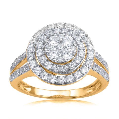 14K YG Cluster Diamond Ring-1pc - RB Diamond Jewellers