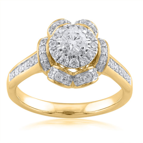 14K YG Cluster Diamond Ring-1pc - RB Diamond Jewellers