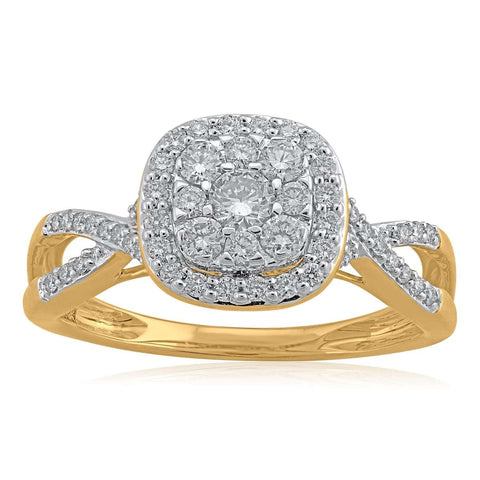 14K YG Cluster Diamond Ring-1pc - RB Diamond Jewellers