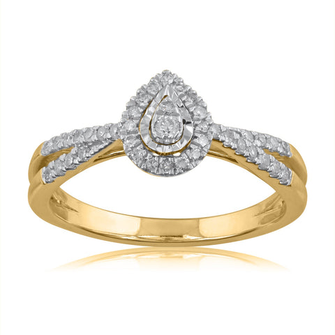 14K YG Cluster Diamond Ring-1pc - RB Diamond Jewellers