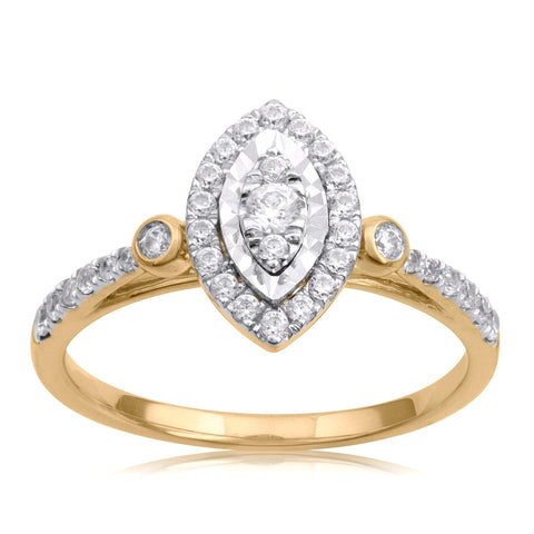 14K YG Cluster Diamond Ring-1pc - RB Diamond Jewellers