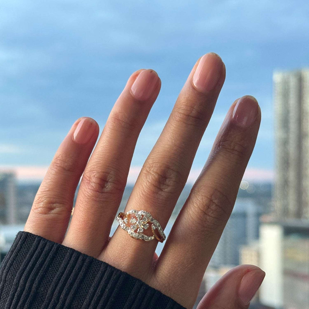 14K YG Cluster Diamond Ring-1pc - RB Diamond Jewellers
