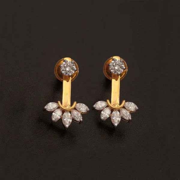 14K YG Diamond Cluster Earring-1Pair - RB Diamond Jewellers