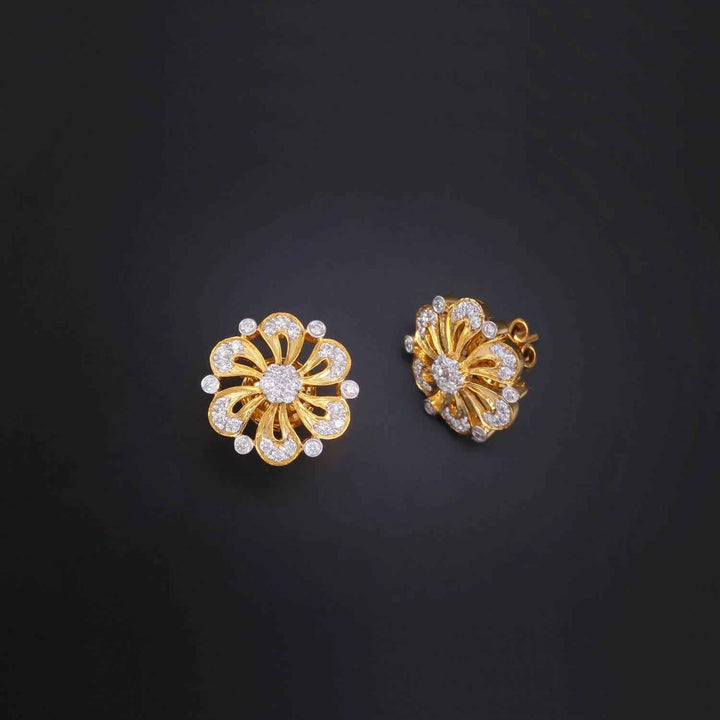 14K YG Diamond Earring-1pair