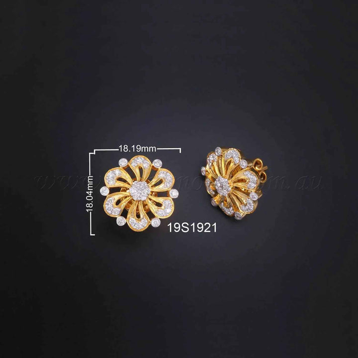14K YG Diamond Earring-1pair