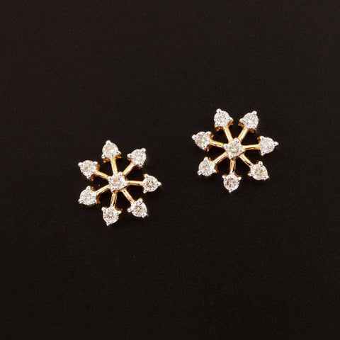 14K YG Flower Diamond Earring-1pair - RB Diamond Jewellers