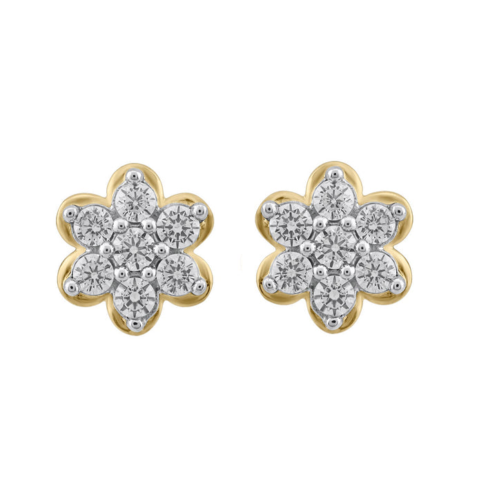 14K YG Flower Diamond Earring-1pair - RB Diamond Jewellers