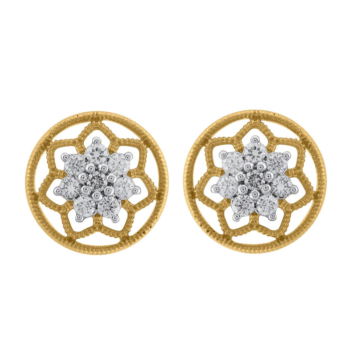 14K YG Flower Diamond Earring-1pair - RB Diamond Jewellers