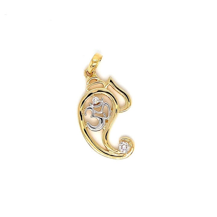 14K YG Ganesh Head Diamond Pendant-1pc - RB Diamond Jewellers