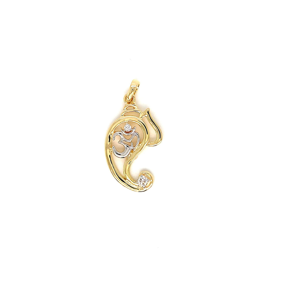14K YG Ganesh Head Diamond Pendant-1pc - RB Diamond Jewellers