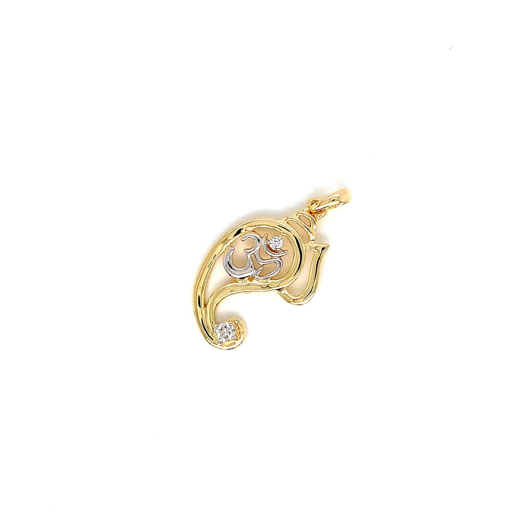 14K YG Ganesh Head Diamond Pendant-1pc - RB Diamond Jewellers