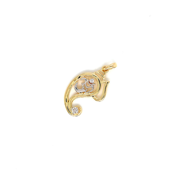 14K YG Ganesh Head Diamond Pendant-1pc - RB Diamond Jewellers